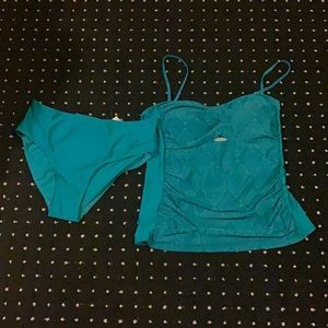 NEW NICOLE MILLER TEAL SWIMSUIT SET (10)